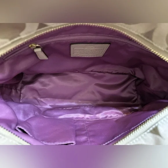 Coach Madison Signature Tan Sateen Canvas Tote with Dark Brown Leather Trim - Picture 15 of 16